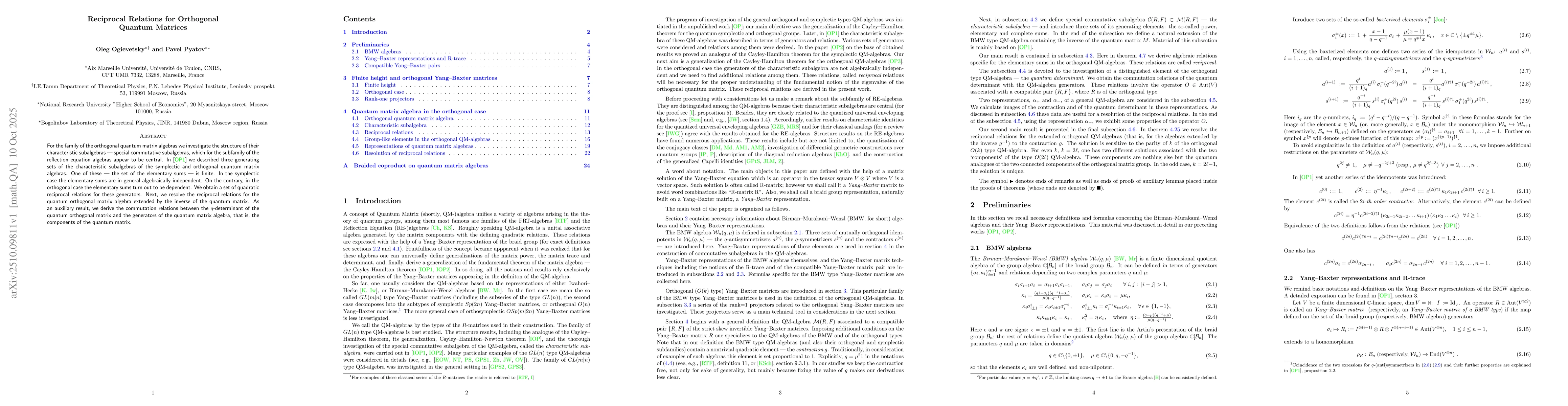 Thumbnail for Reciprocal relations for orthogonal quantum matrices