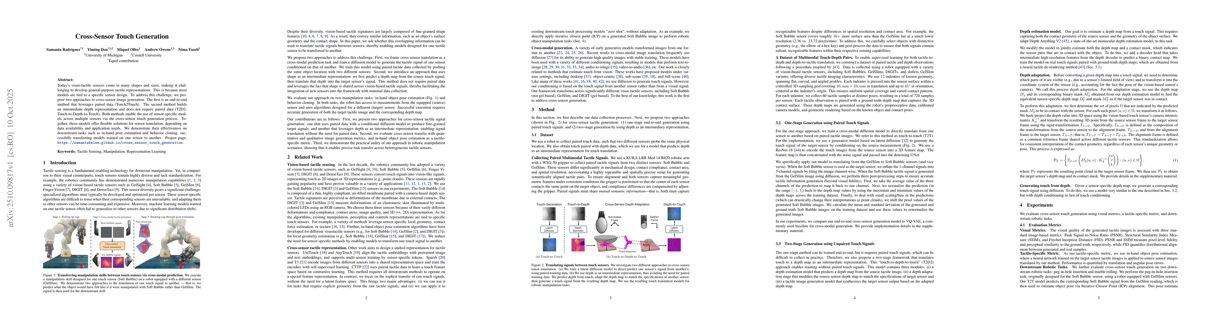 Thumbnail for Cross-Sensor Touch Generation