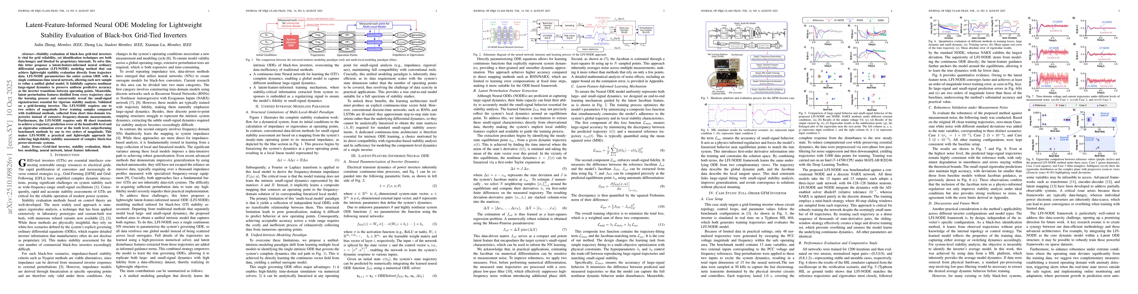 Thumbnail for Latent-Feature-Informed Neural ODE Modeling for Lightweight Stability
  Evaluation of Black-box Grid-Tied Inverters