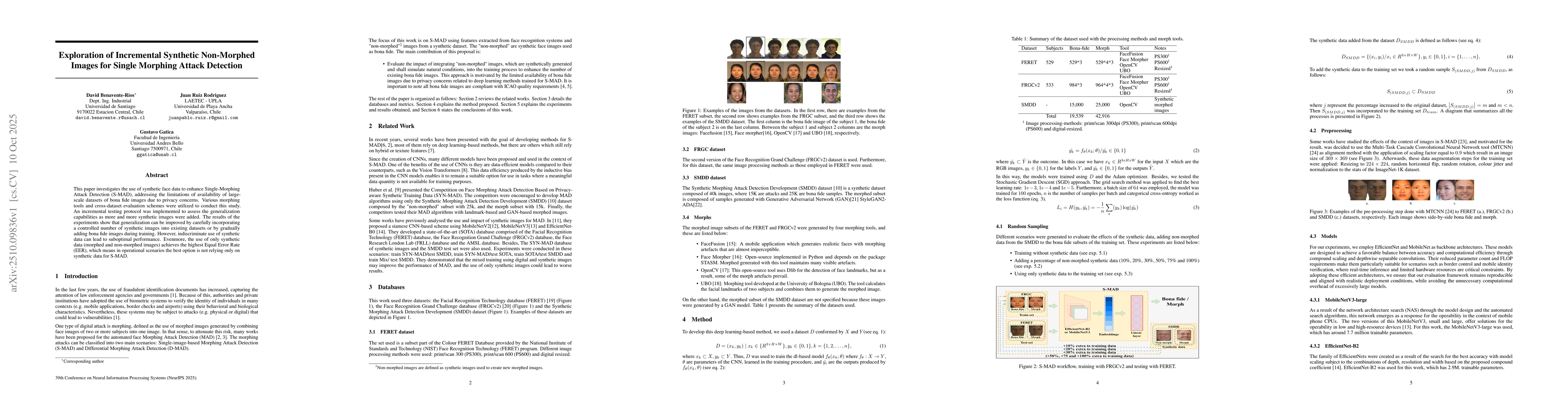 Thumbnail for Exploration of Incremental Synthetic Non-Morphed Images for Single
  Morphing Attack Detection