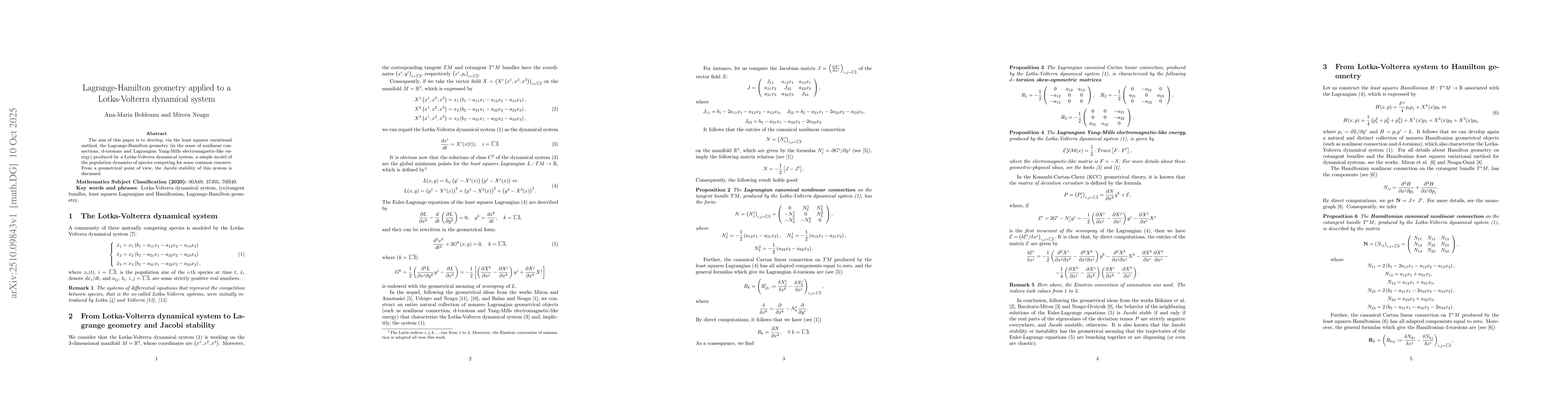 Thumbnail for Lagrange-Hamilton geometry applied to a Lotka-Volterra dynamical system