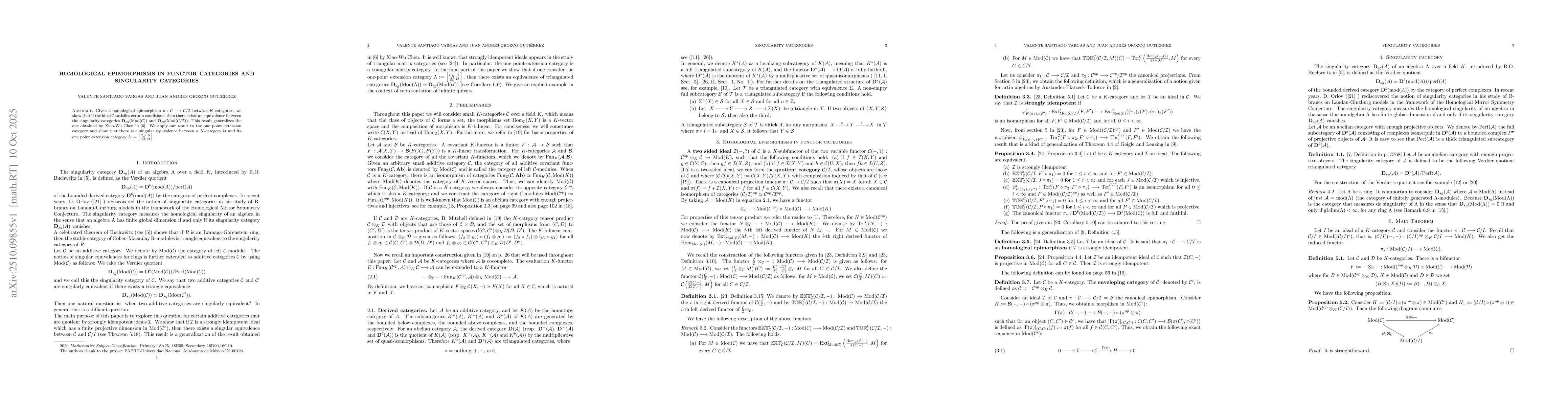 Thumbnail for Homological epimorphisms in functor categories and singularity
  categories