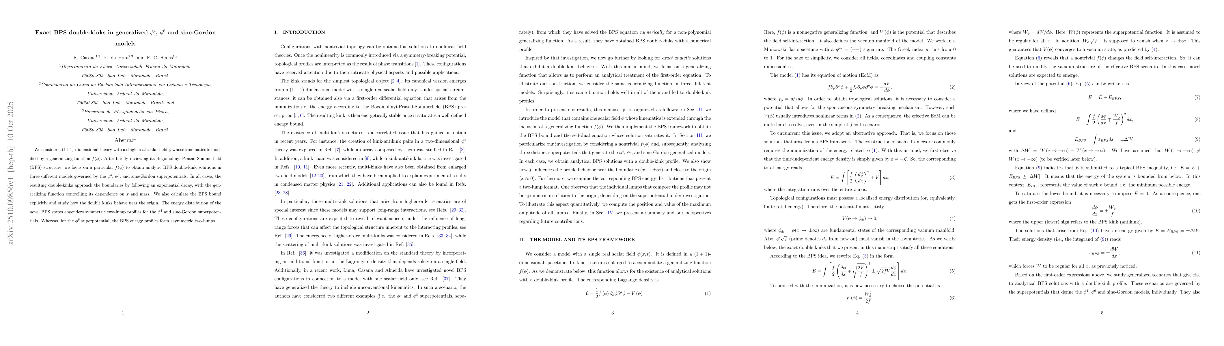 Thumbnail for Exact BPS double-kinks in generalized $φ^4$, $φ^6$ and sine-Gordon
  models
