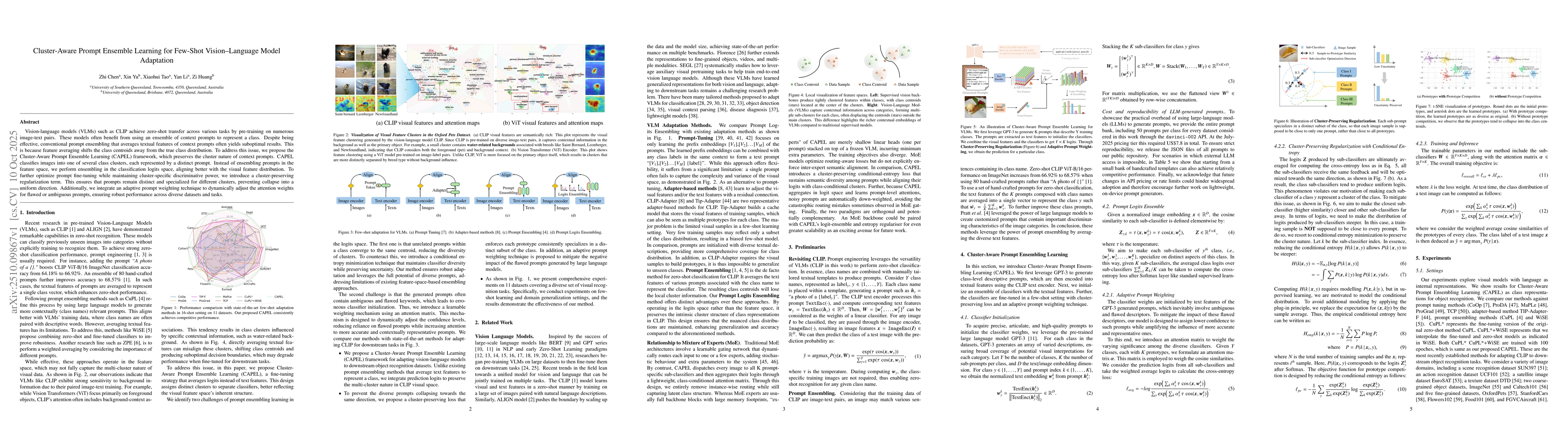 Thumbnail for Cluster-Aware Prompt Ensemble Learning for Few-Shot Vision-Language
  Model Adaptation