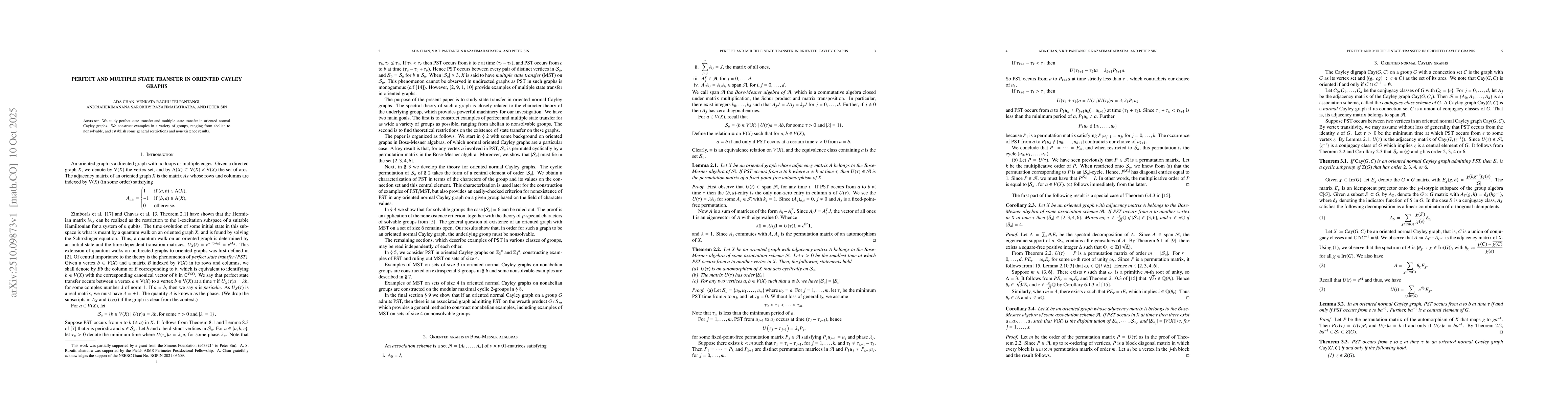 Thumbnail for Perfect and multiple state transfer in oriented Cayley graphs