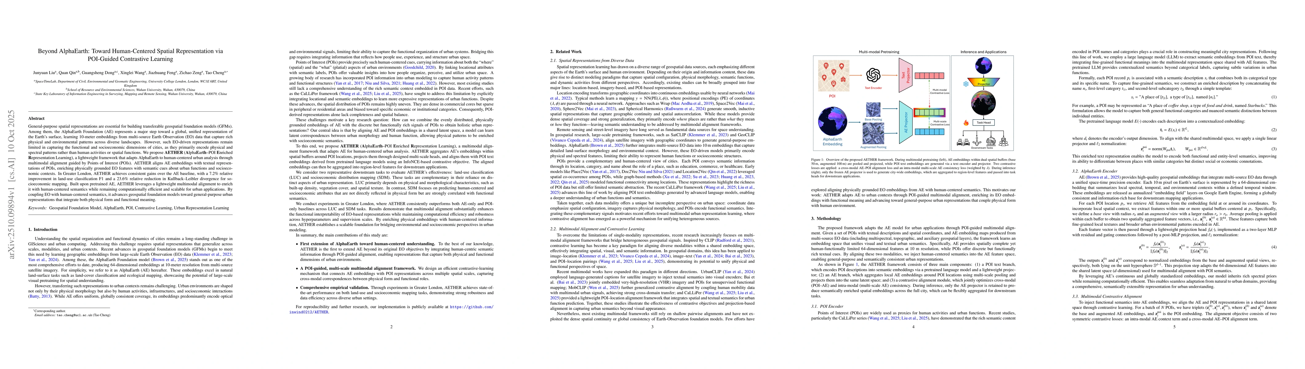 Thumbnail for Beyond AlphaEarth: Toward Human-Centered Spatial Representation via
  POI-Guided Contrastive Learning