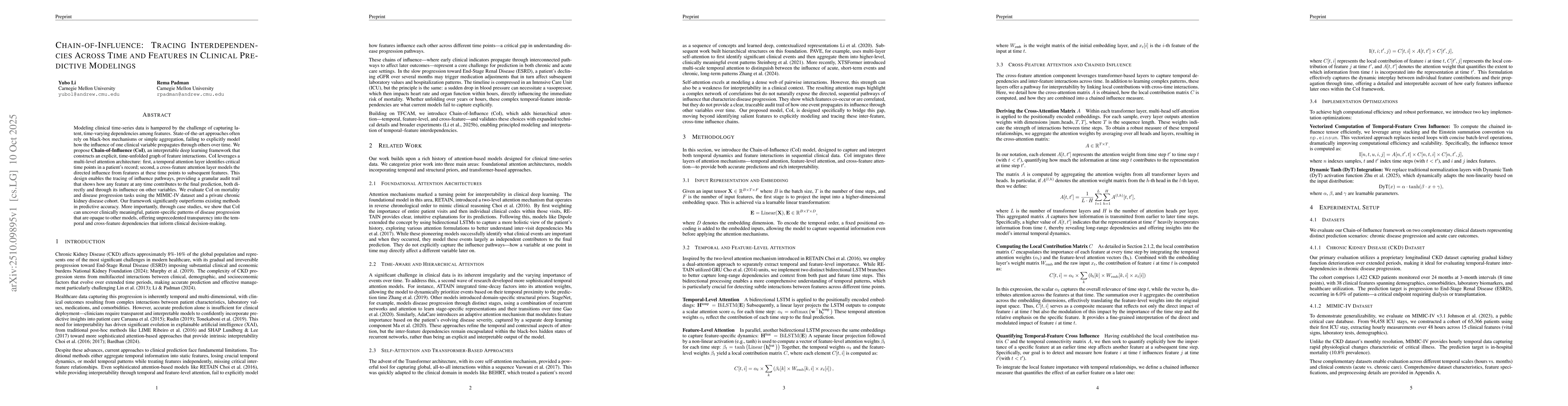 Thumbnail for Chain-of-Influence: Tracing Interdependencies Across Time and Features
  in Clinical Predictive Modelings