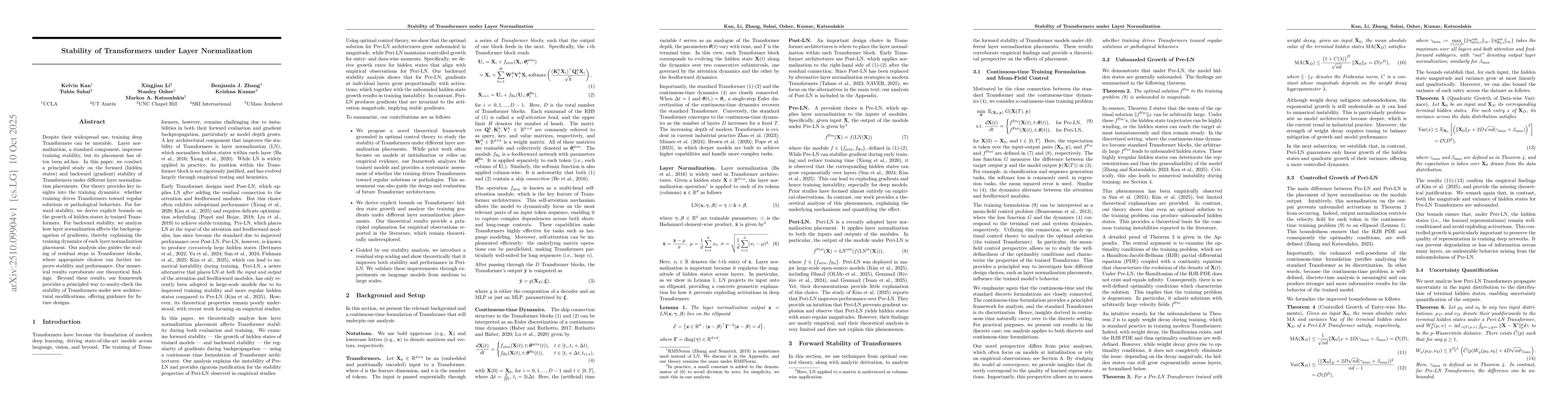 Thumbnail for Stability of Transformers under Layer Normalization