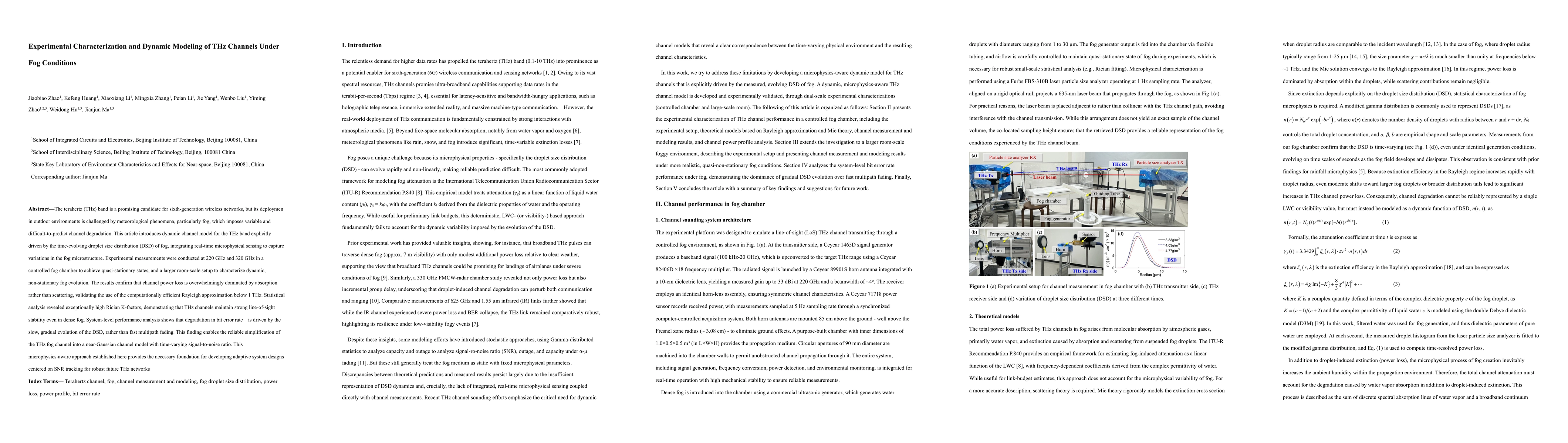 Thumbnail for Experimental Characterization and Dynamic Modeling of THz Channels Under
  Fog Conditions