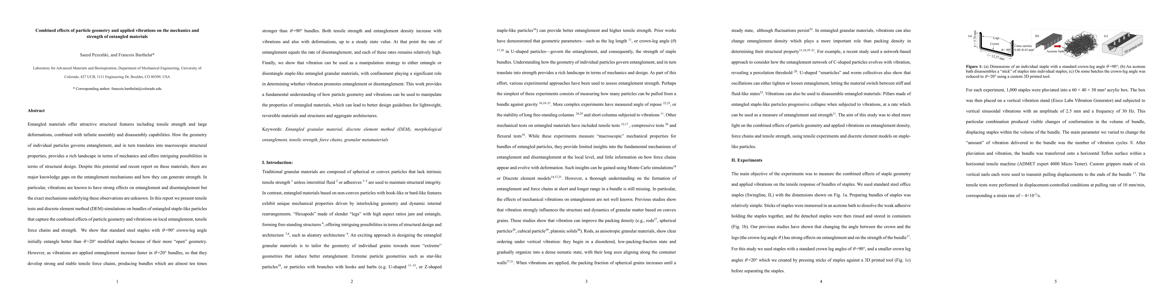 Thumbnail for Combined effects of particle geometry and applied vibrations on the
  mechanics and strength of entangled materials