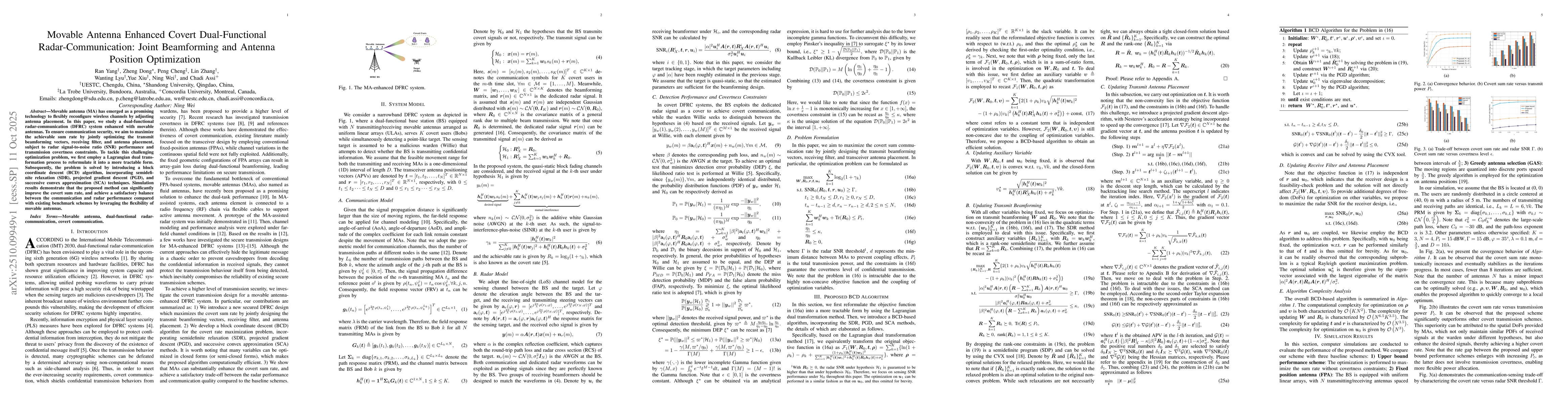 Thumbnail for Movable Antenna Enhanced Covert Dual-Functional Radar-Communication:
  Joint Beamforming and Antenna Position Optimization