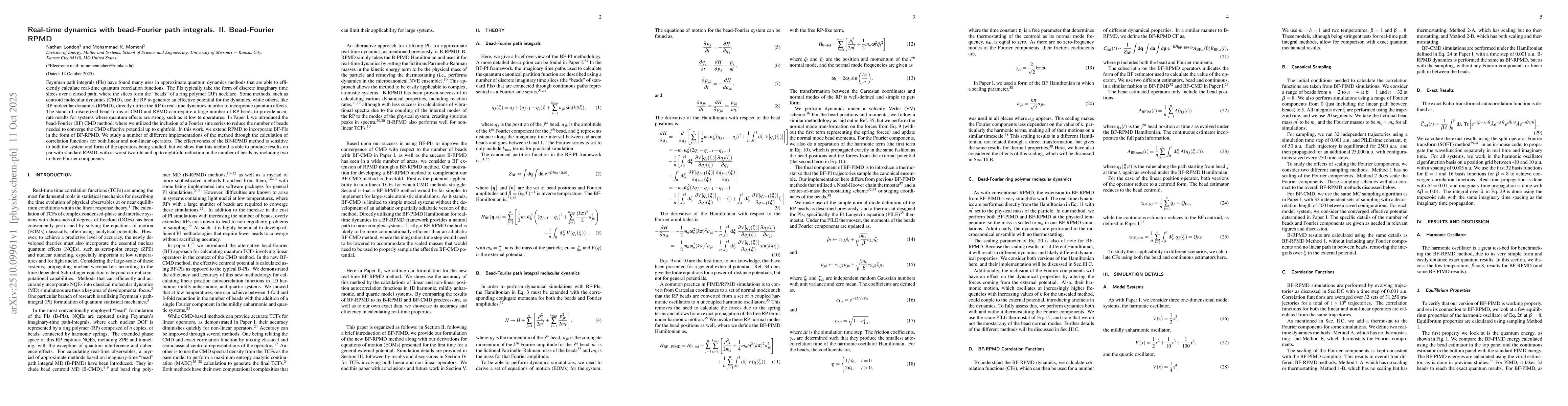 Thumbnail for Real-time dynamics with bead-Fourier path integrals. II. Bead-Fourier
  RPMD
