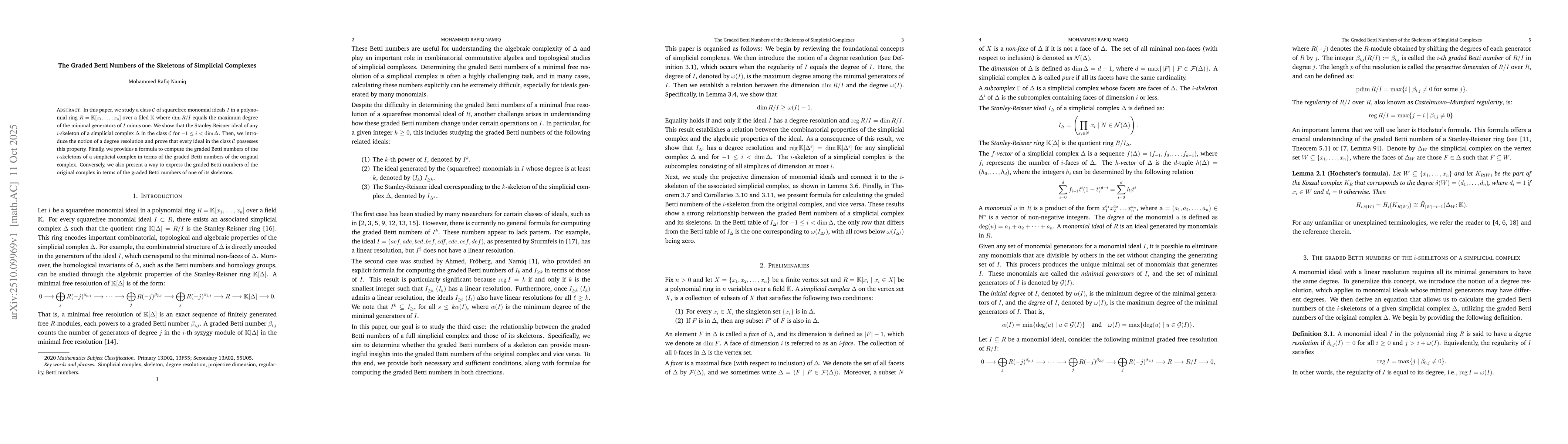 Thumbnail for The Graded Betti Numbers of the Skeletons of Simplicial Complexes