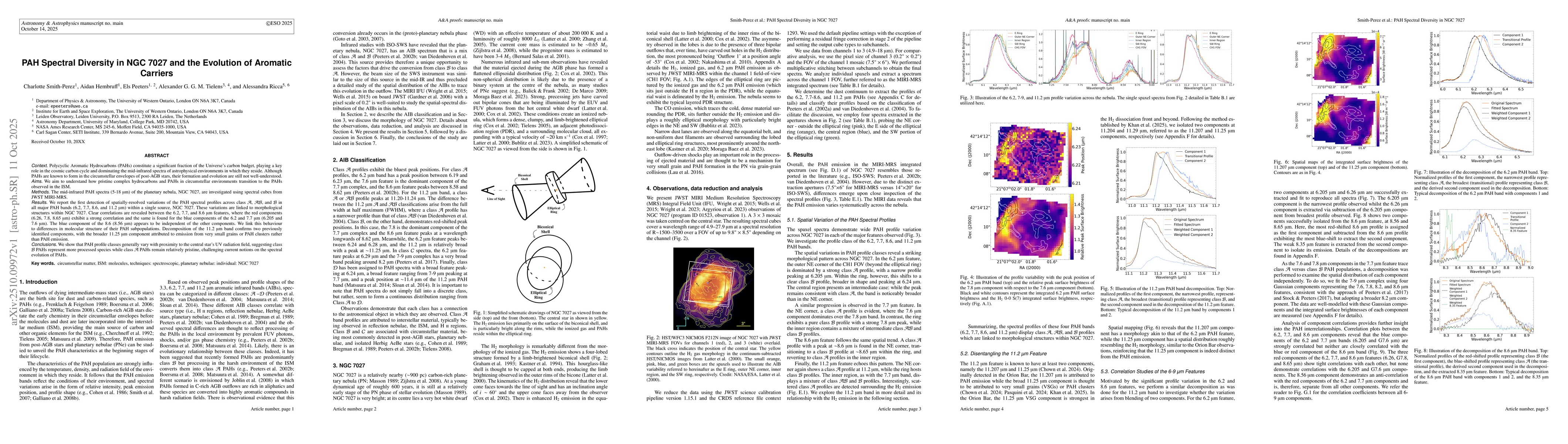 Thumbnail for PAH Spectral Diversity in NGC 7027 and the Evolution of Aromatic
  Carriers