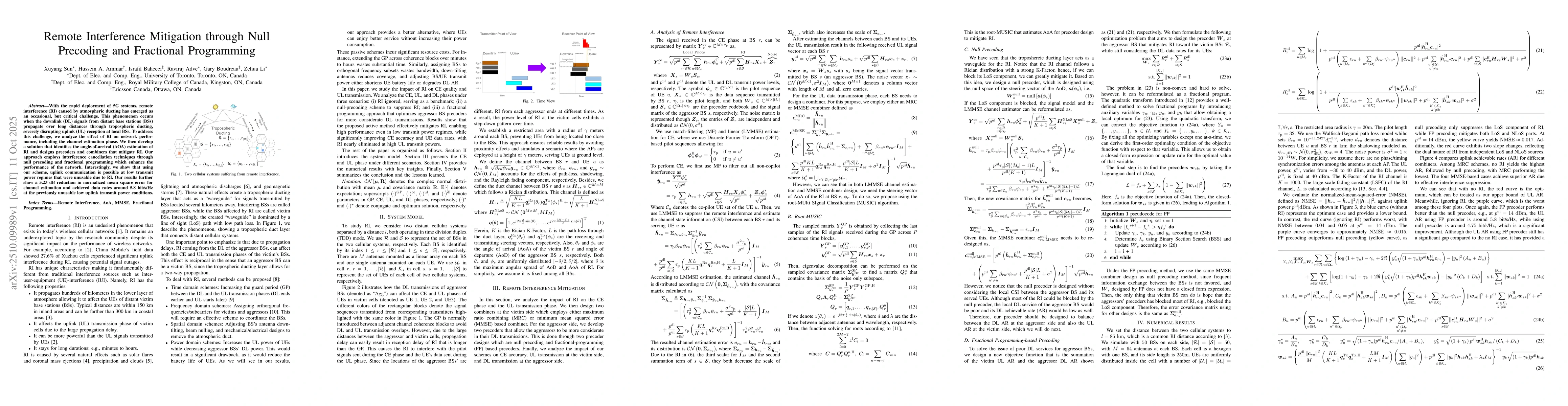 Thumbnail for Remote Interference Mitigation through Null Precoding and Fractional
  Programming