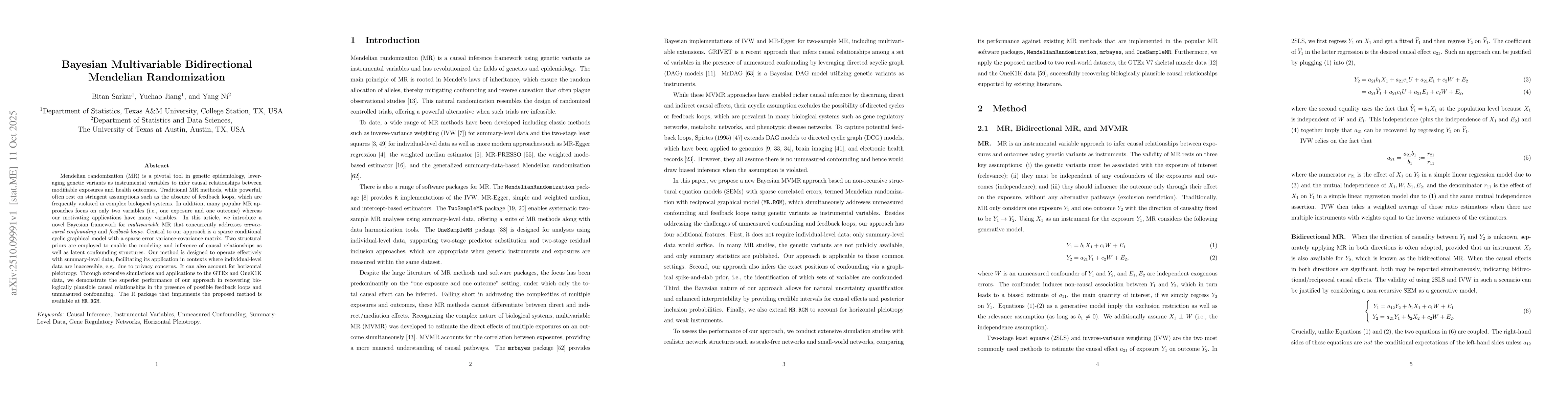 Thumbnail for Bayesian Multivariable Bidirectional Mendelian Randomization