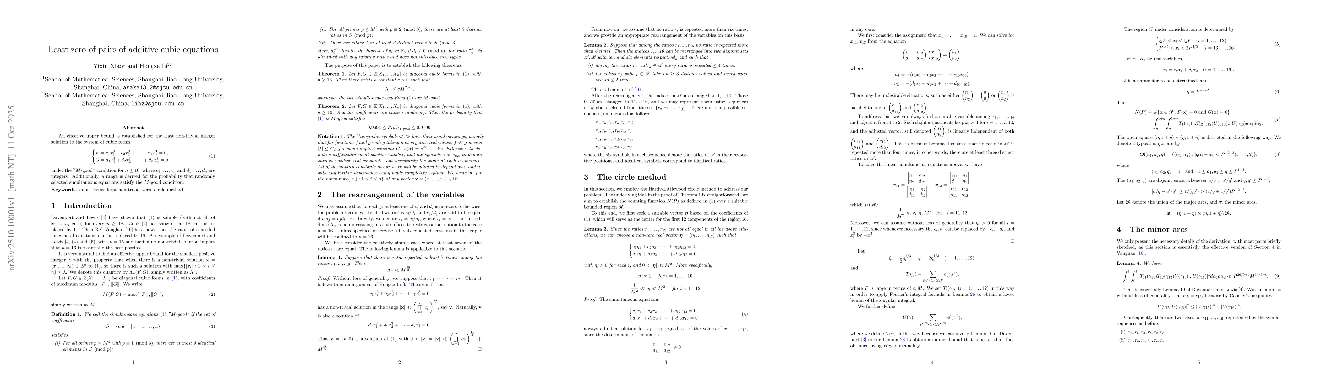 Thumbnail for Least zero of pairs of additive cubic equations
