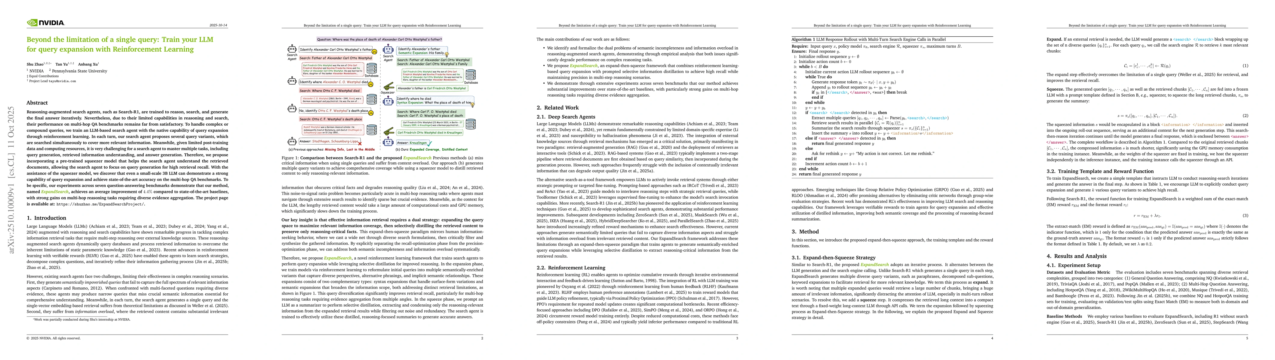 Thumbnail for Beyond the limitation of a single query: Train your LLM for query
  expansion with Reinforcement Learning