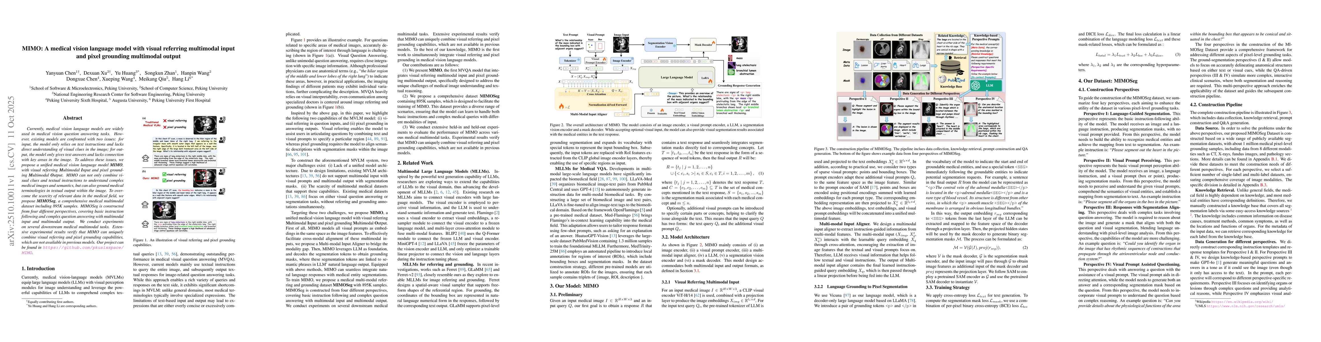 Thumbnail for MIMO: A medical vision language model with visual referring multimodal
  input and pixel grounding multimodal output