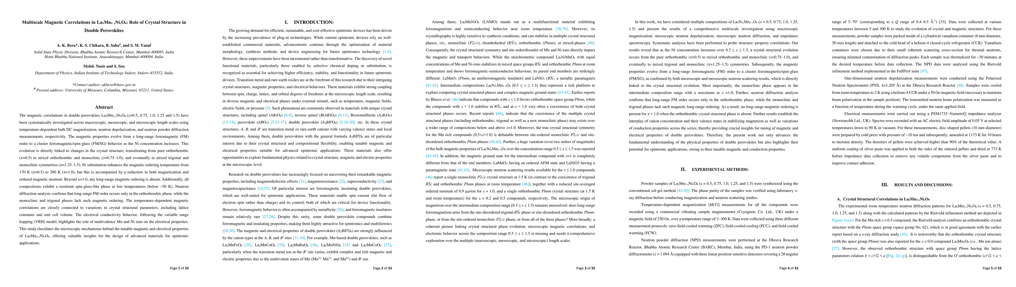 Thumbnail for Multiscale Magnetic Correlations in La2Mn2-xNixO6: Role of Crystal
  Structure in Double Perovskites