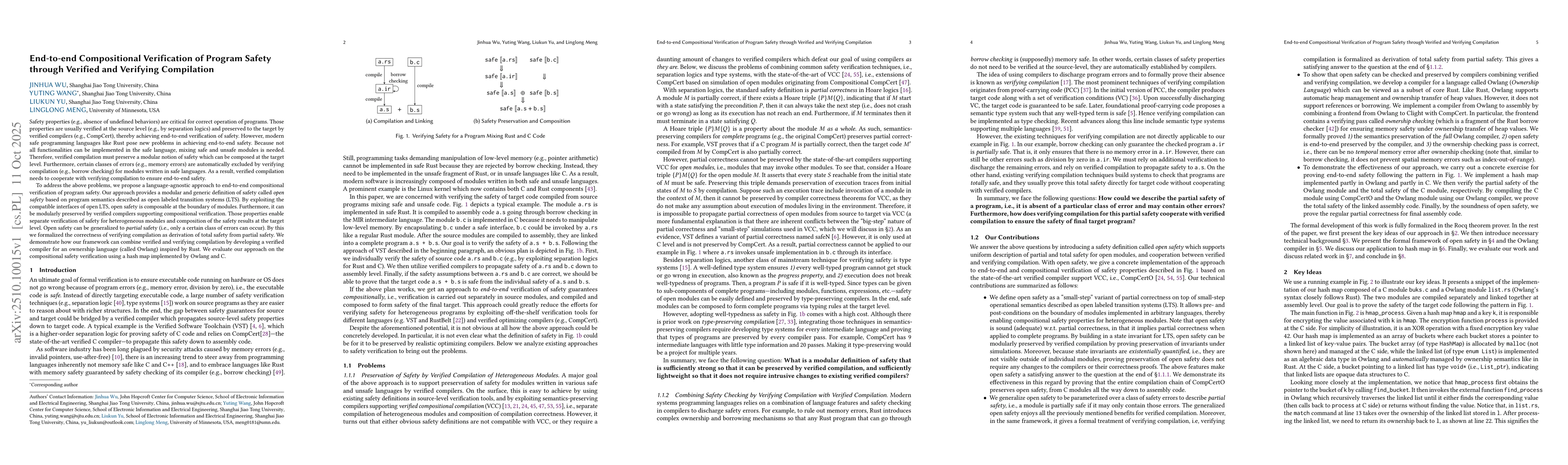 Thumbnail for End-to-end Compositional Verification of Program Safety through Verified
  and Verifying Compilation