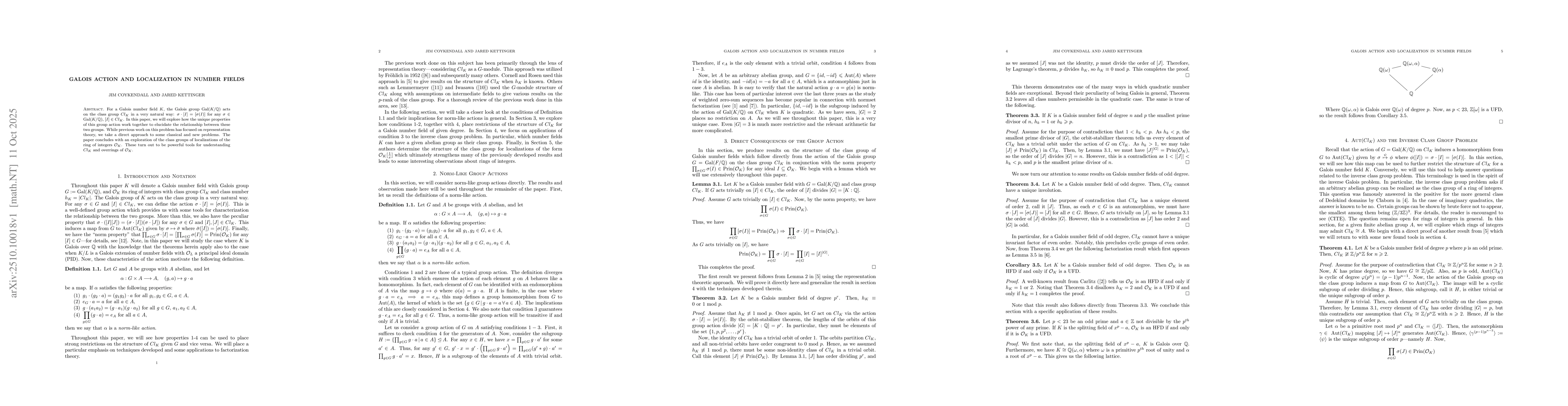 Thumbnail for Galois Action and Localization in Number Fields