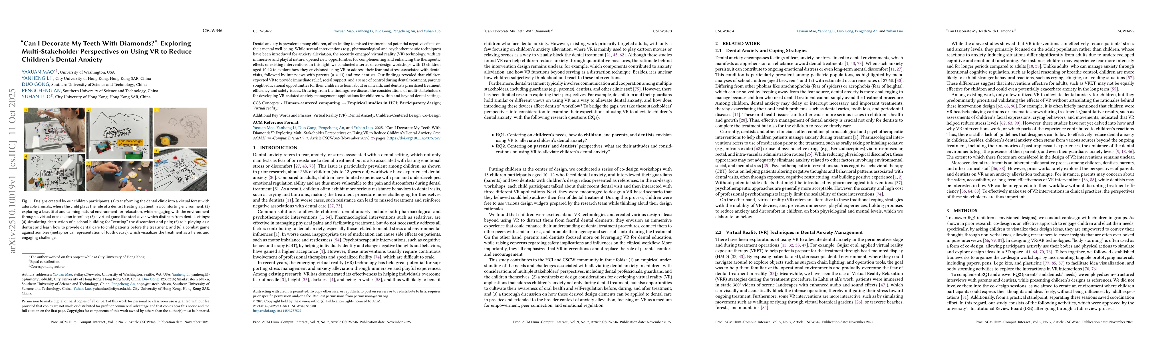 Thumbnail for "Can I Decorate My Teeth With Diamonds?": Exploring Multi-Stakeholder
  Perspectives on Using VR to Reduce Children's Dental Anxiety