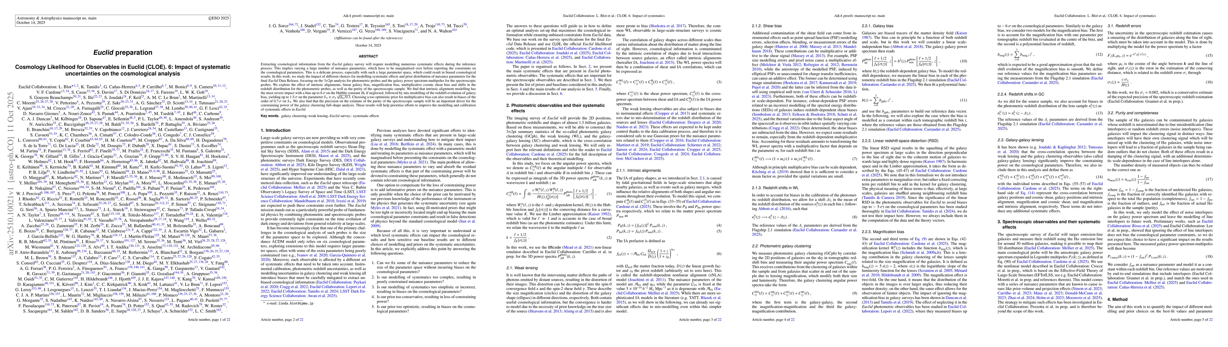 Thumbnail for Euclid preparation. Cosmology Likelihood for Observables in Euclid
  (CLOE). 6: Impact of systematic uncertainties on the cosmological analysis