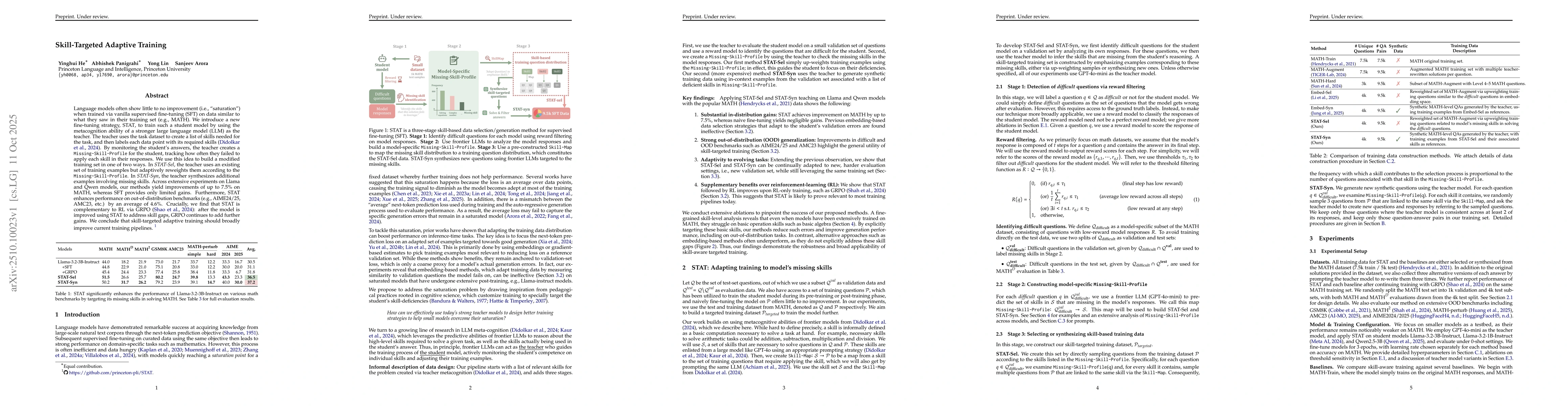 Thumbnail for Skill-Targeted Adaptive Training