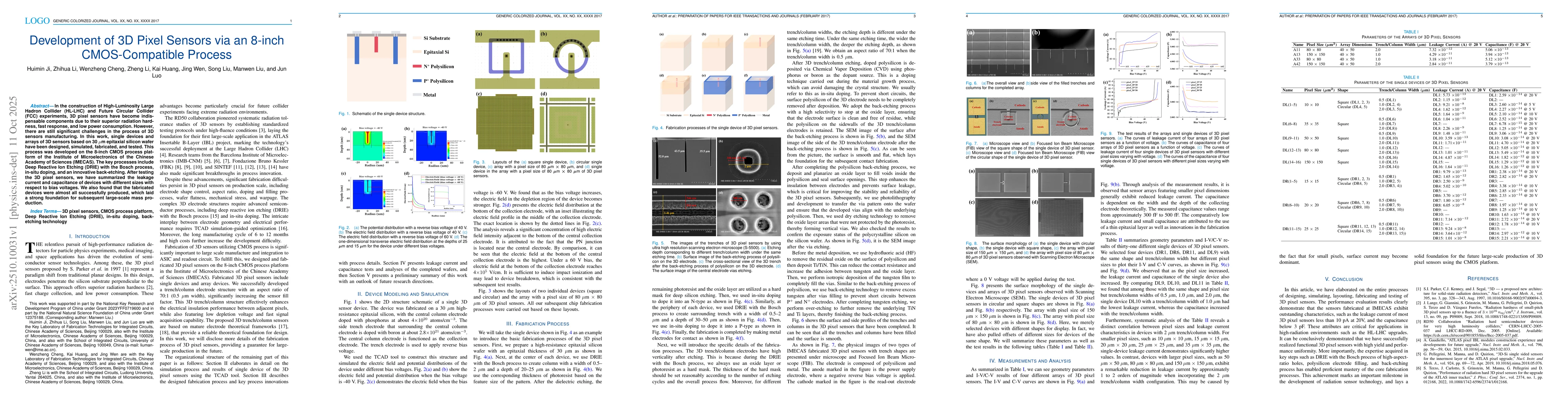 Thumbnail for Development of 3D Pixel Sensors via an 8-inch CMOS-Compatible Process