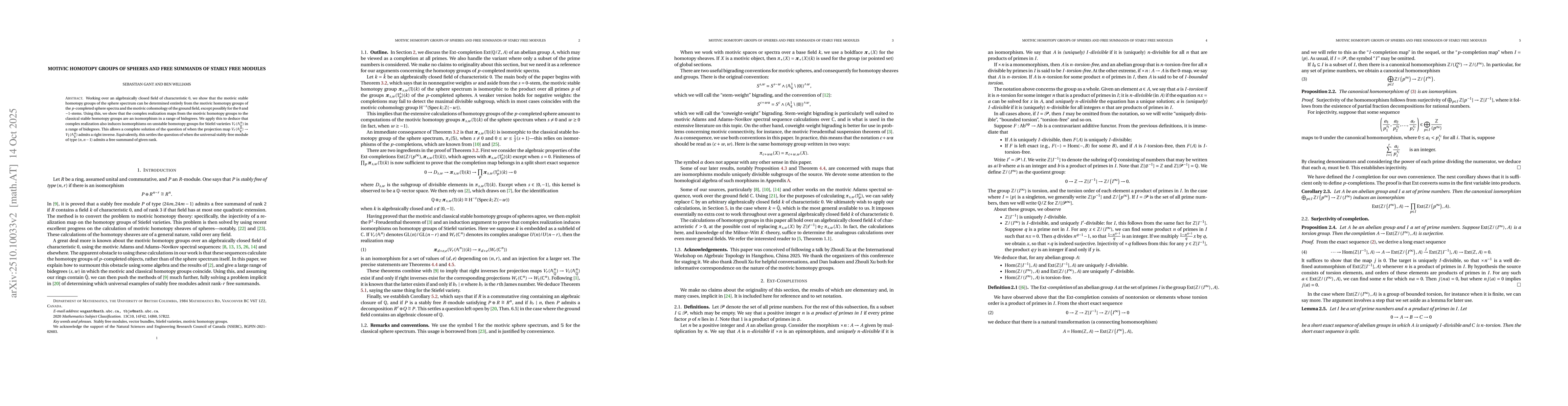 Thumbnail for Motivic Homotopy Groups of Spheres and Free Summands of Stably Free
  Modules