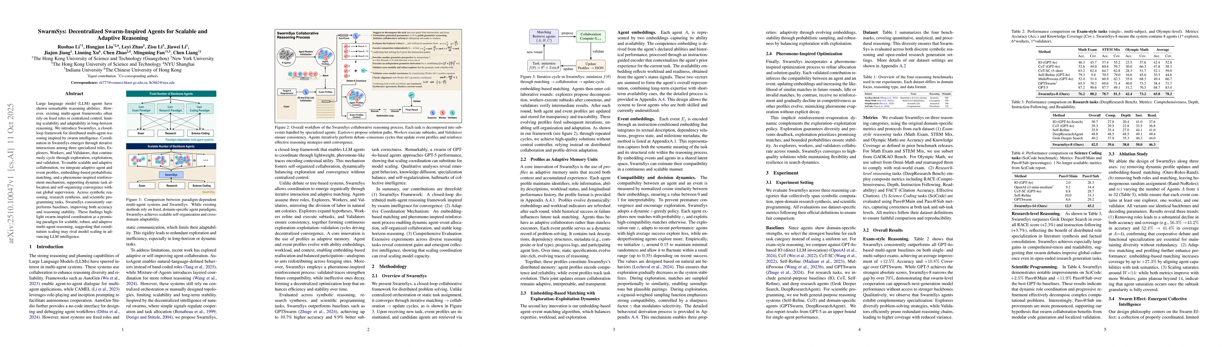 Thumbnail for SwarmSys: Decentralized Swarm-Inspired Agents for Scalable and Adaptive
  Reasoning
