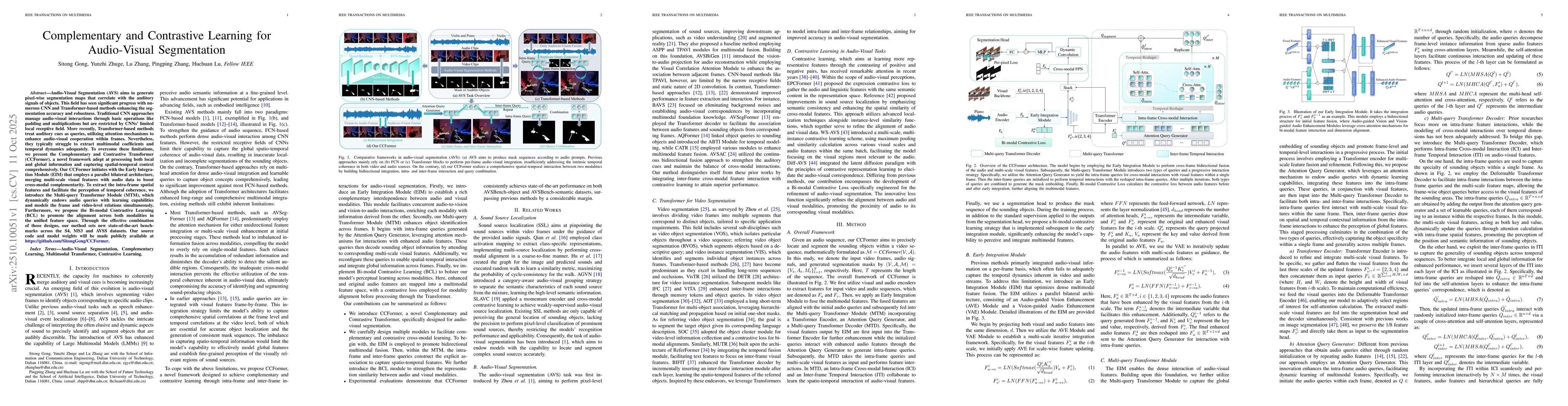 Thumbnail for Complementary and Contrastive Learning for Audio-Visual Segmentation