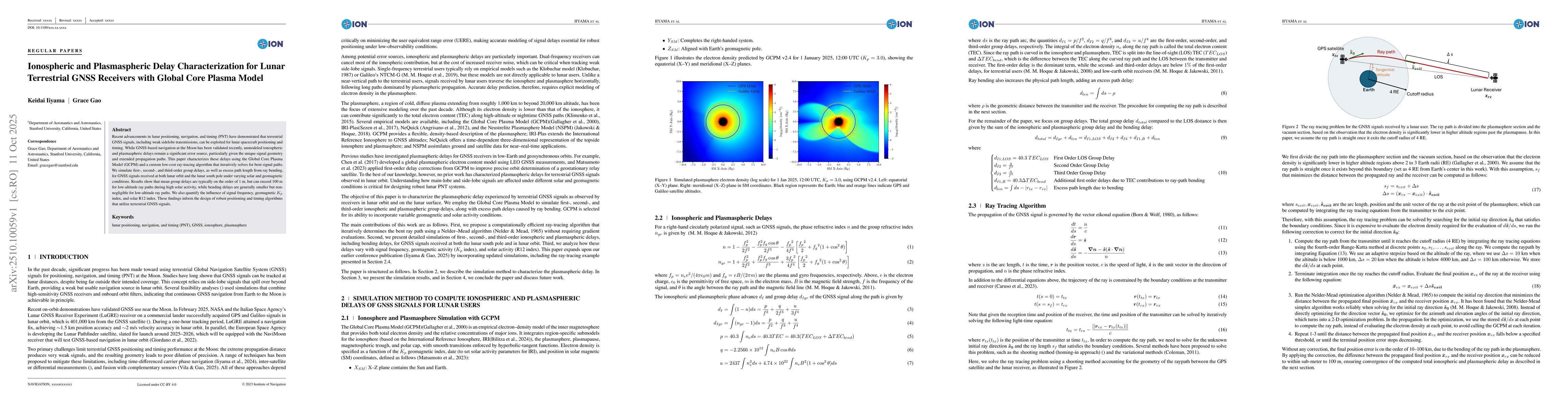 Thumbnail for Ionospheric and Plasmaspheric Delay Characterization for Lunar
  Terrestrial GNSS Receivers with Global Core Plasma Model