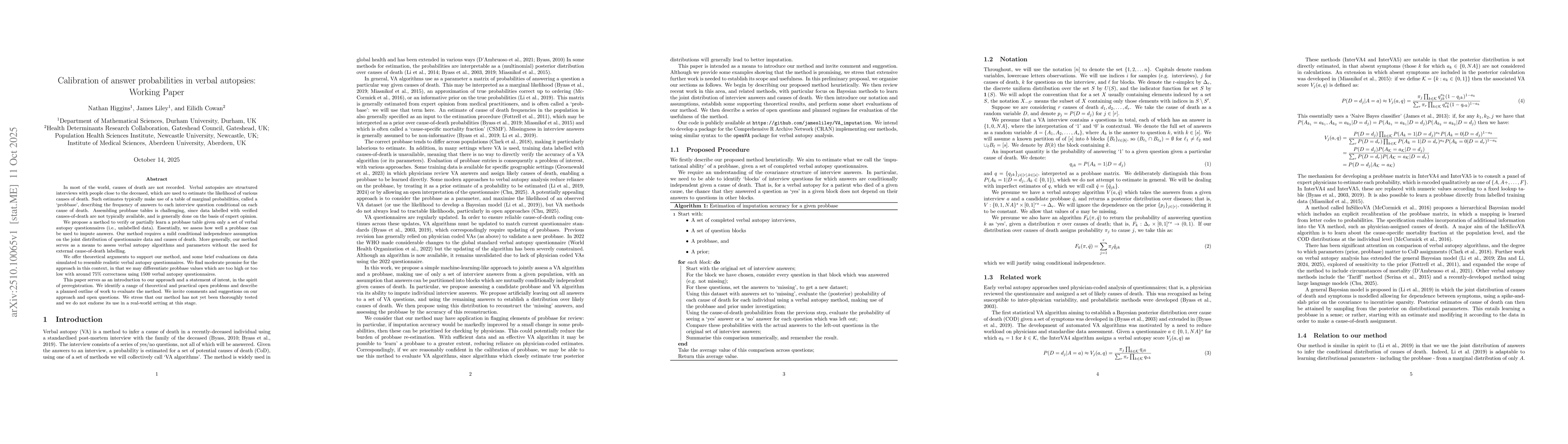 Thumbnail for Calibration of answer probabilities in verbal autopsies: Working Paper
