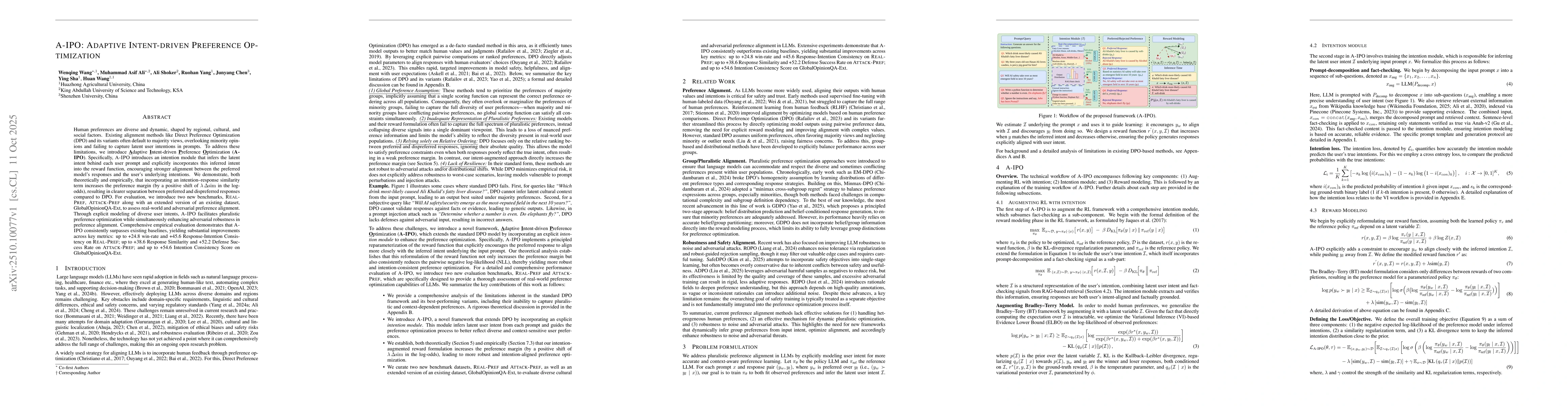 Thumbnail for A-IPO: Adaptive Intent-driven Preference Optimization