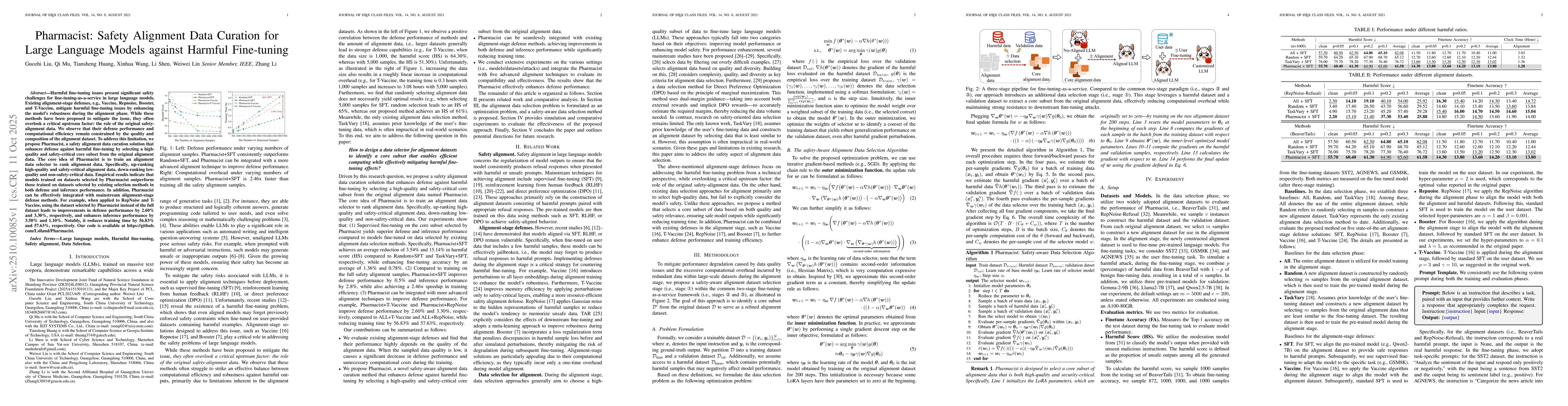 Thumbnail for Pharmacist: Safety Alignment Data Curation for Large Language Models
  against Harmful Fine-tuning