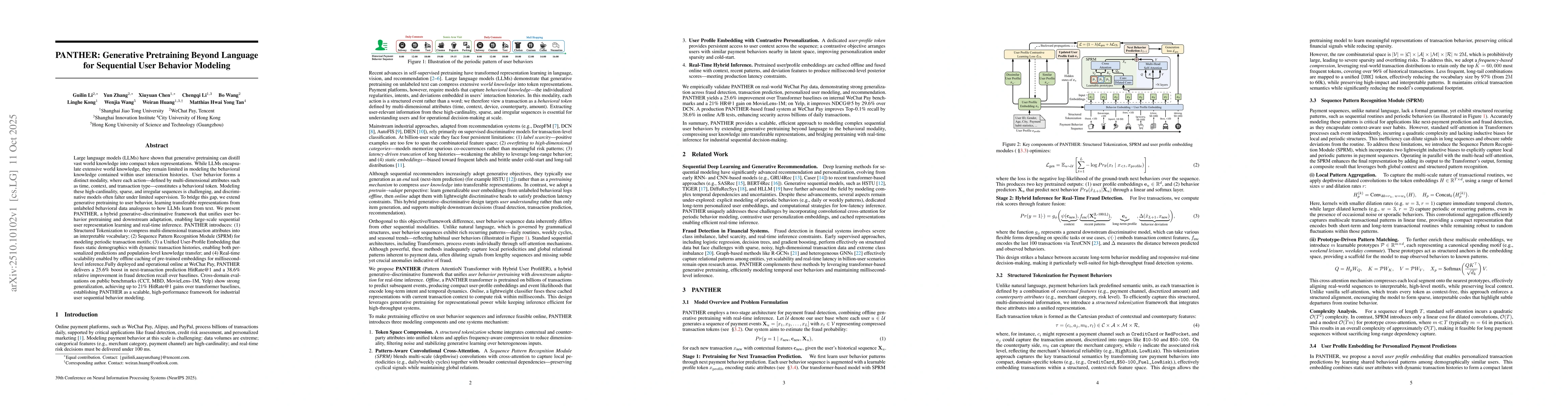 Thumbnail for PANTHER: Generative Pretraining Beyond Language for Sequential User
  Behavior Modeling