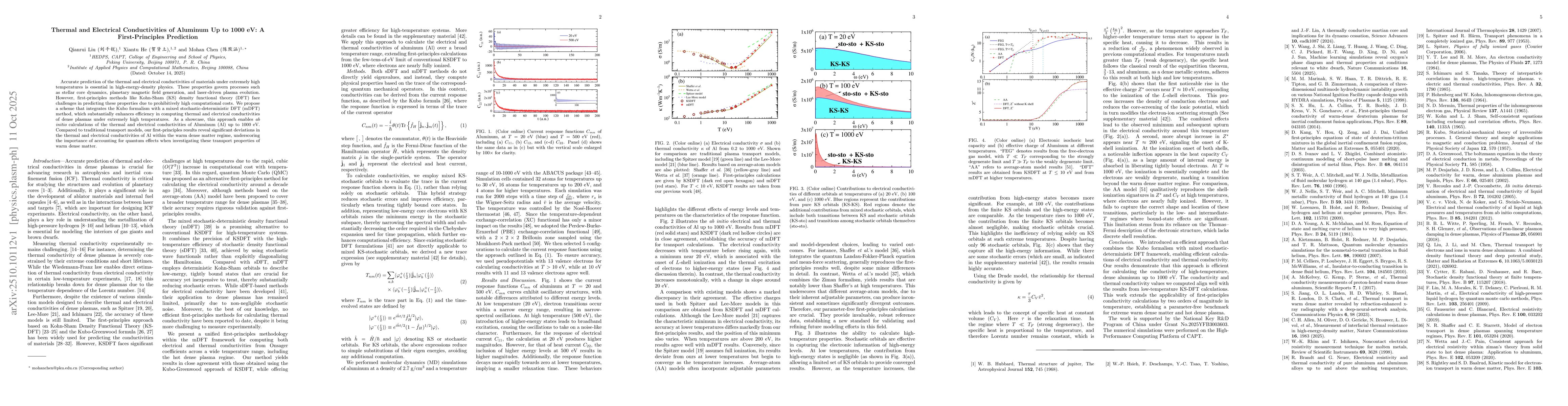 Thumbnail for Thermal and Electrical Conductivities of Aluminum Up to 1000 eV: A
  First-Principles Prediction