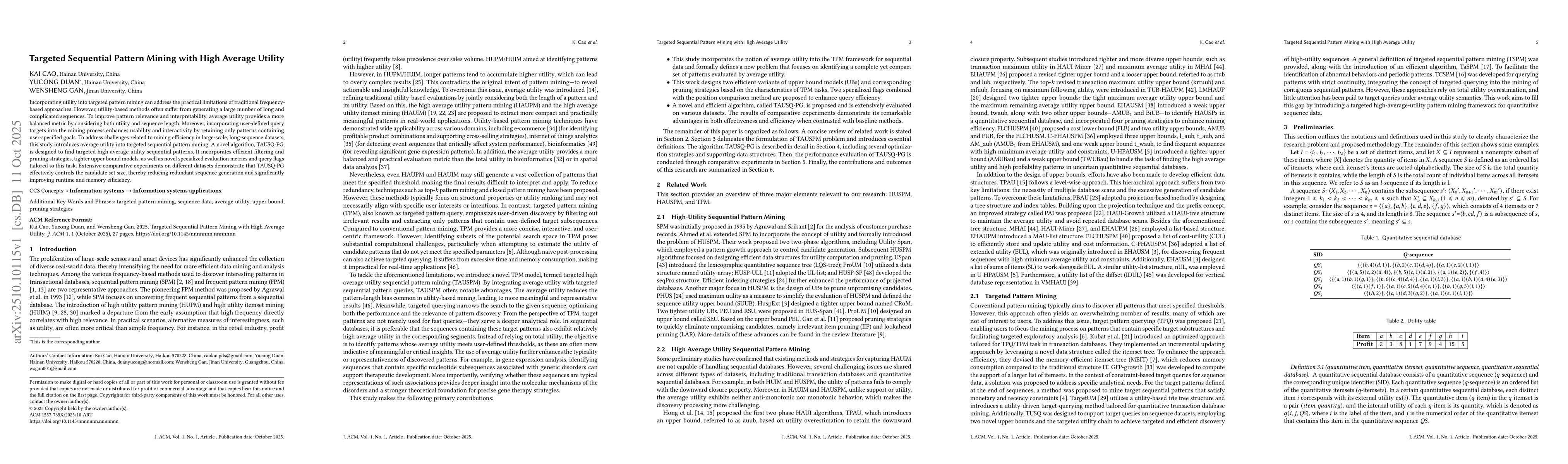 Thumbnail for Targeted Sequential Pattern Mining with High Average Utility