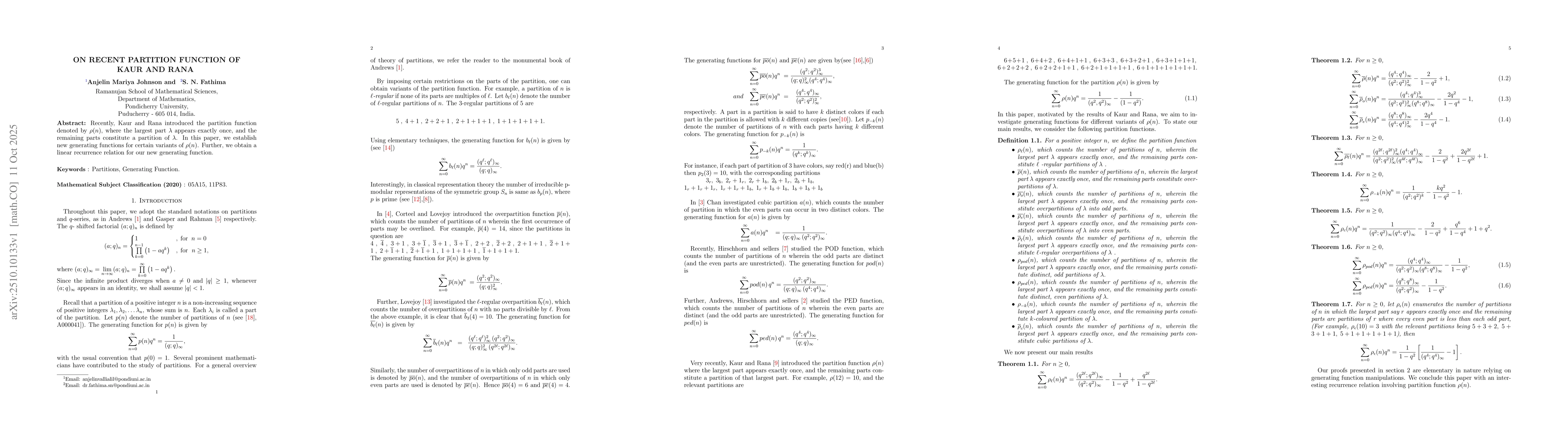 Thumbnail for On recent Partition function of Kaur and Rana