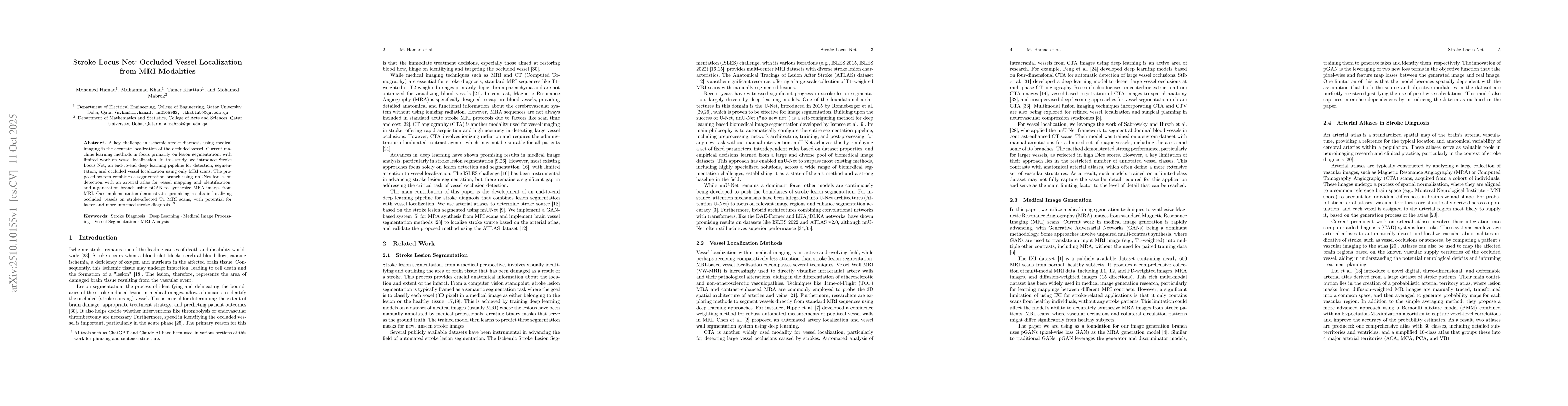 Thumbnail for Stroke Locus Net: Occluded Vessel Localization from MRI Modalities