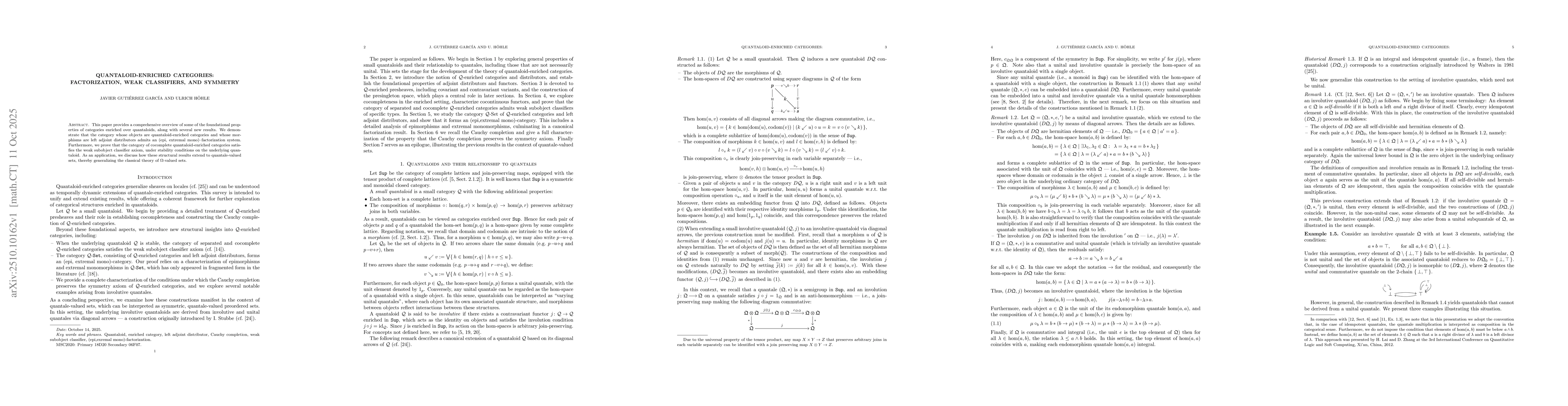 Thumbnail for Quantaloid-enriched categories: Factorization, weak classifiers, and
  symmetry