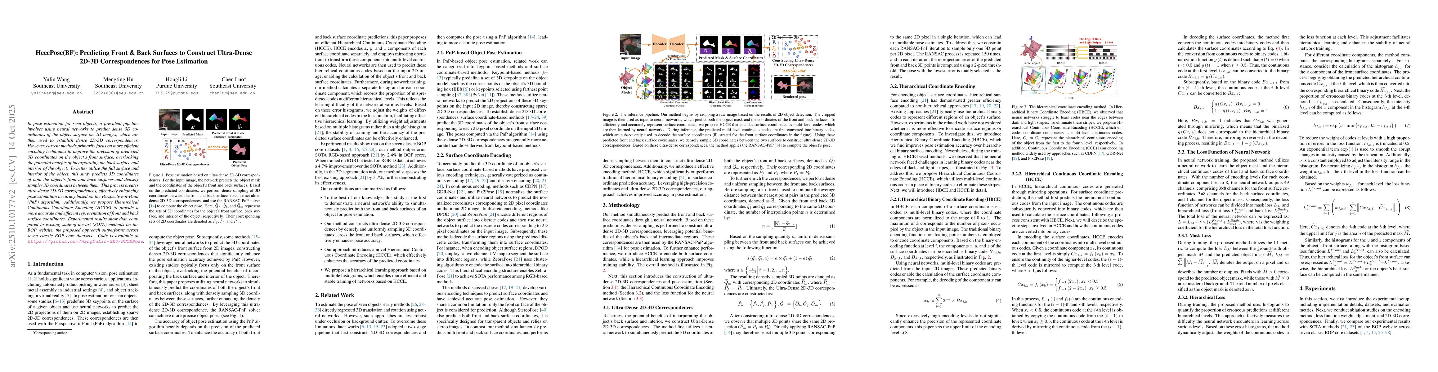 Thumbnail for HccePose(BF): Predicting Front & Back Surfaces to Construct Ultra-Dense
  2D-3D Correspondences for Pose Estimation