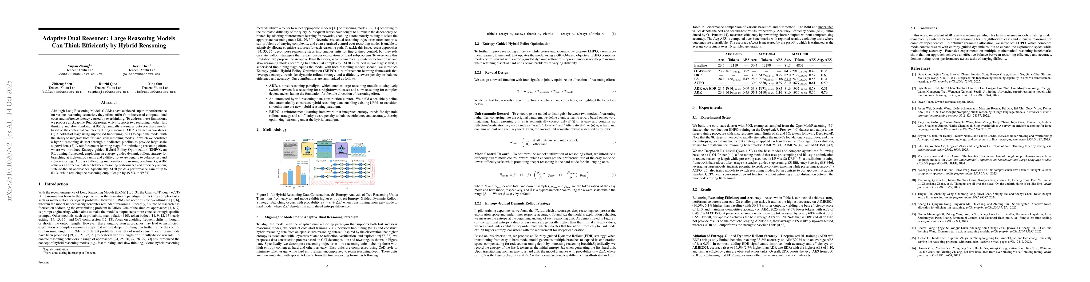 Thumbnail for Adaptive Dual Reasoner: Large Reasoning Models Can Think Efficiently by
  Hybrid Reasoning