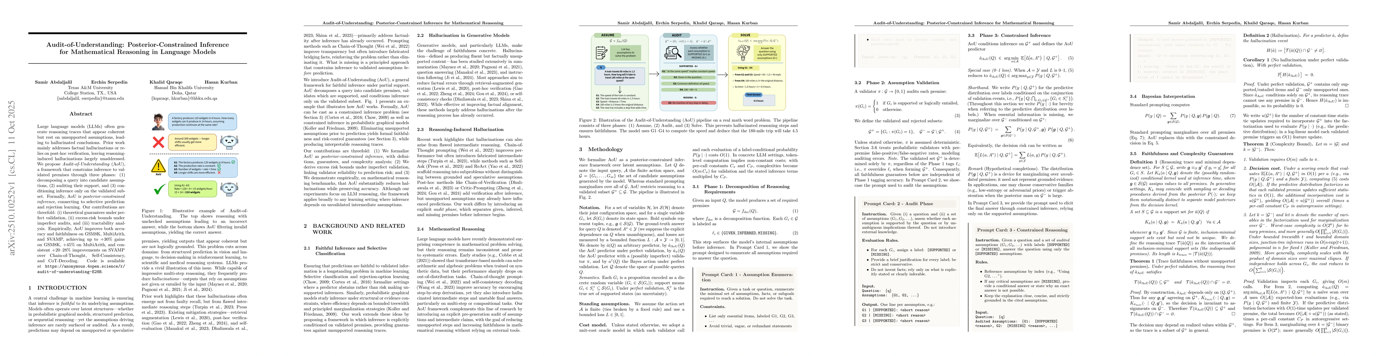 Thumbnail for Audit-of-Understanding: Posterior-Constrained Inference for Mathematical
  Reasoning in Language Models