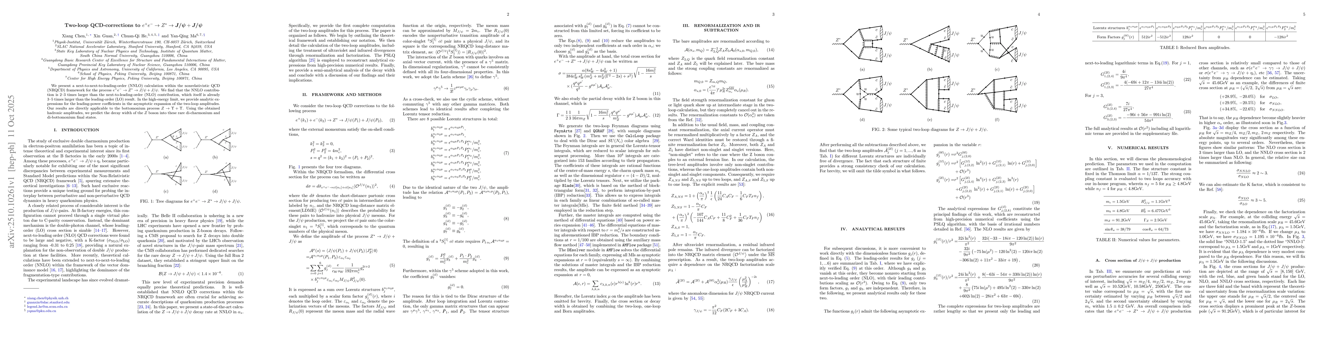 Thumbnail for Two-loop QCD-corrections to $e^{+} e^{-} \rightarrow Z^{\ast}
  \rightarrow \boldsymbol{J /ψ}+\boldsymbol{J/ ψ}$