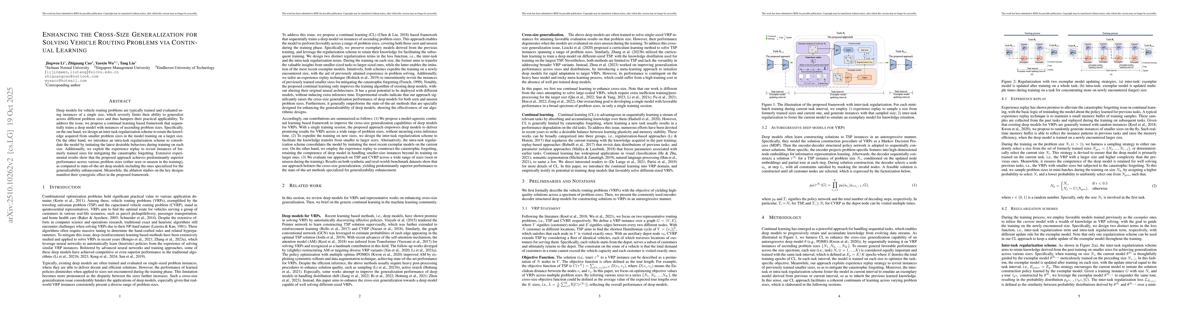 Thumbnail for Enhancing the Cross-Size Generalization for Solving Vehicle Routing
  Problems via Continual Learning