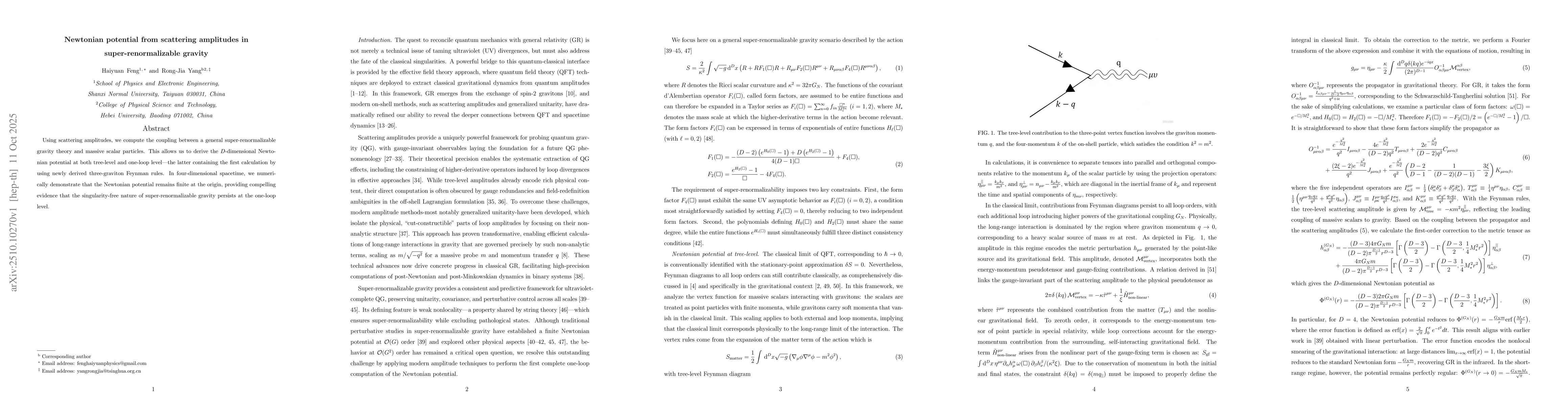 Thumbnail for Newtonian potential from scattering amplitudes in super-renormalizable
  gravity