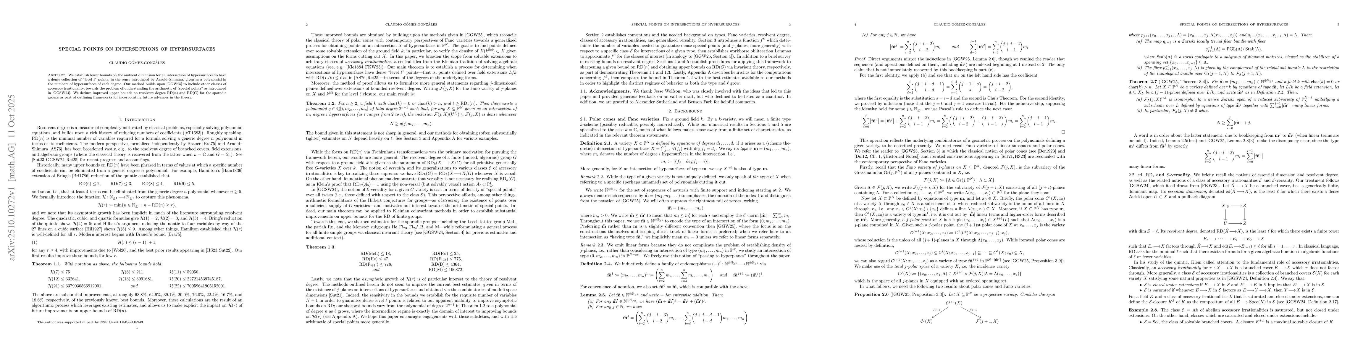 Thumbnail for Special points on intersections of hypersurfaces